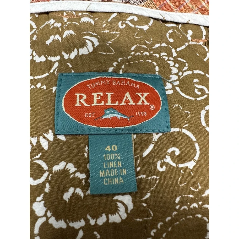 Y2K‎ Tommy Bahamas Relax Pro Leisure Consultant Size 40 100% Linen Plaid Shorts